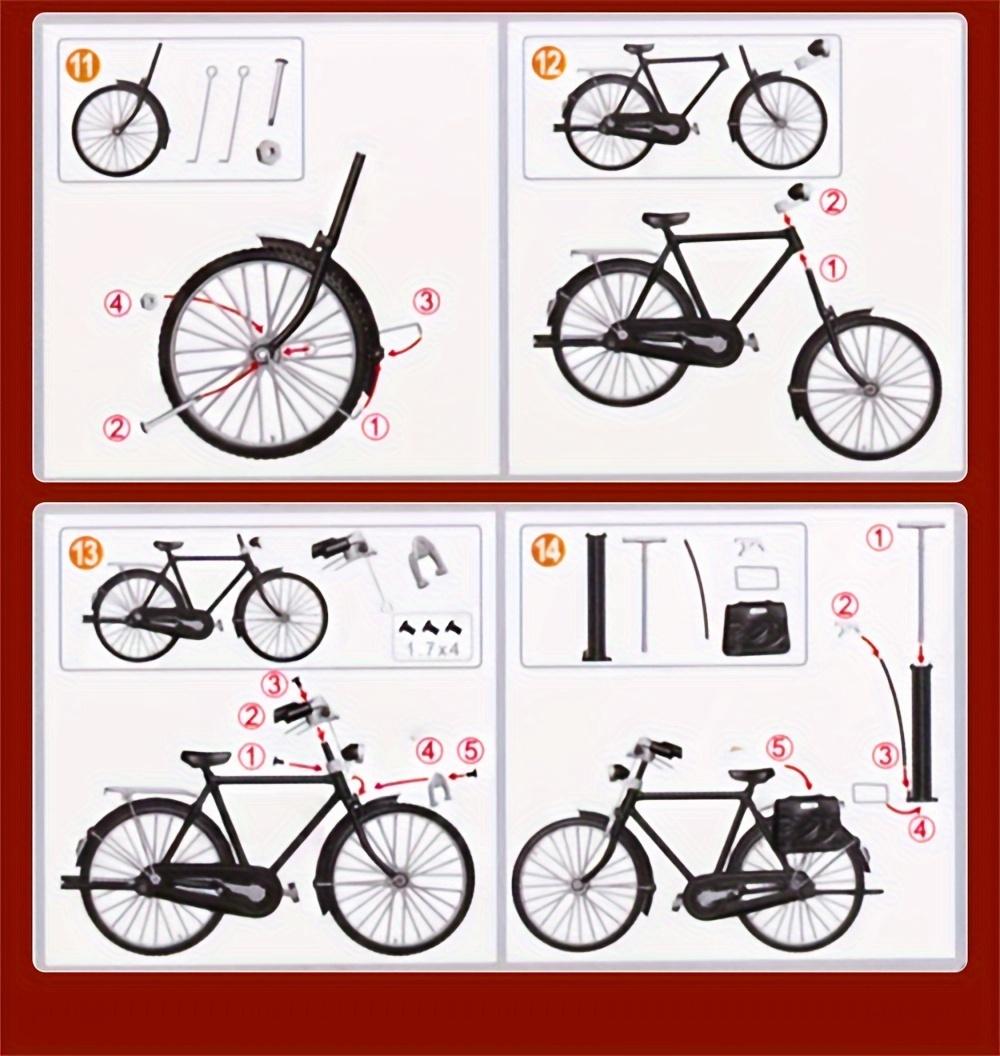 52-Piece Brain-Training/Hands-On/Retro Bicycle Model Set - Miniature Aluminum Alloy Set, Perfect for Collectors and Hobbyists, a Meaningful Gift and Home/Office Decor.