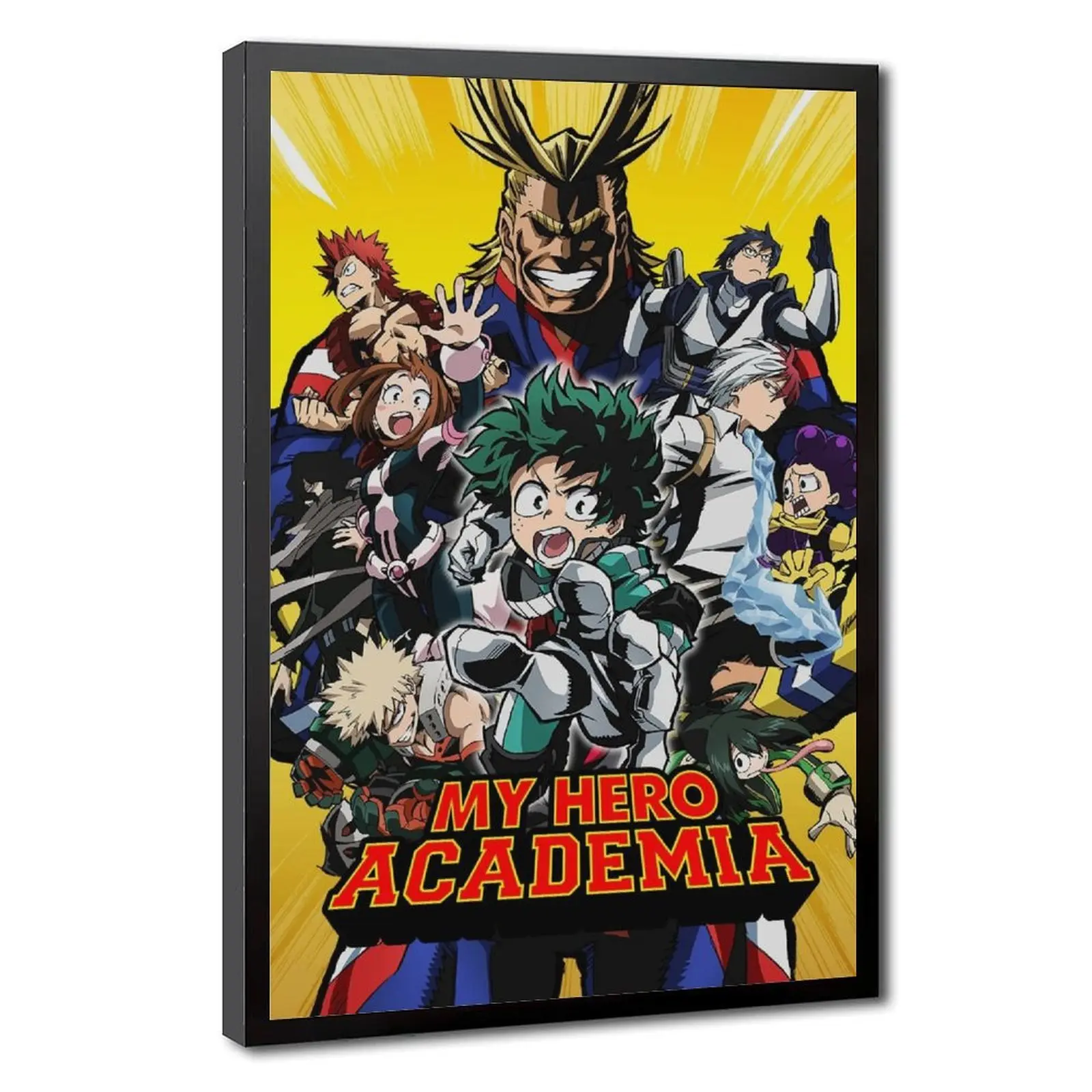 My Hero Academia Canvas Wall Art, Heroes Group Character Anime Framed Print, Classic Japanese Shonen Anime Decor for Bedroom, Gaming Room, Otaku Room and Household Wall Decoration.