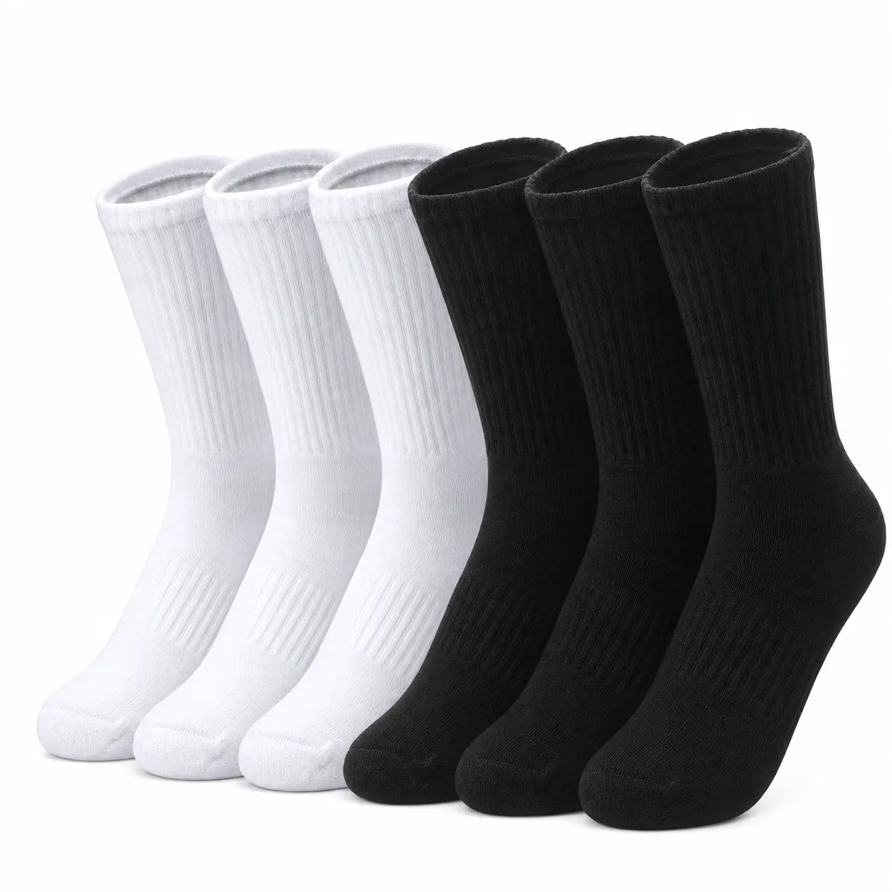 6 Pairs Athletic Crew Socks for Men Women Combed Cotton Cushioned Breathable Moisture Wicking Arch Support Socks for Running Basketball Workout Everyday Wear