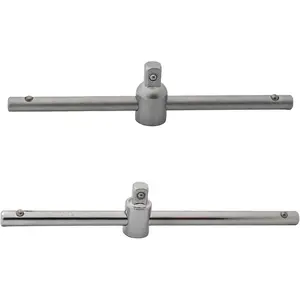 2 count 1/4" and 3/8 Inch Drive Sliding T-Handle Wrench, Adjustable T-Bar Socket Hand Tool, Chrome Vanadium Steel Breaker Bar for  Repair, Mechanical Work, DIY Projects(Matte Finish&)