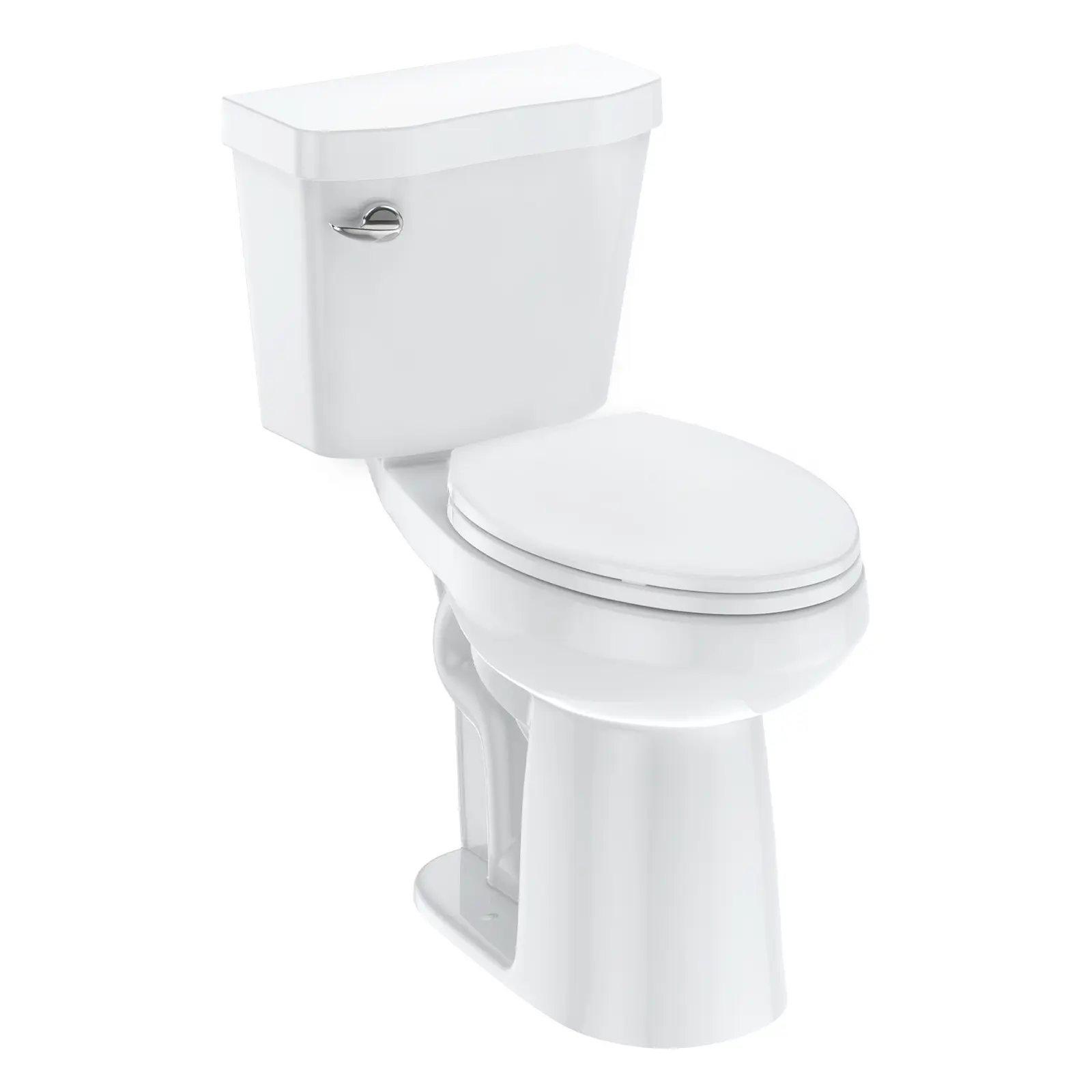 ADA 21" Elongated Two-Piece Commercial Toilet – Global Comfort Height, 1.28 GPF Siphonic Flush, Soft Close Seat, Powerful Flushing, Cotton White, Public Restrooms