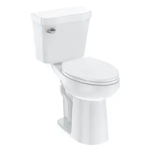 ADA 21" Elongated Two-Piece Commercial Toilet – Global Comfort Height, 1.28 GPF Siphonic Flush, Soft Close Seat, Powerful Flushing, Cotton White, Public Restrooms
