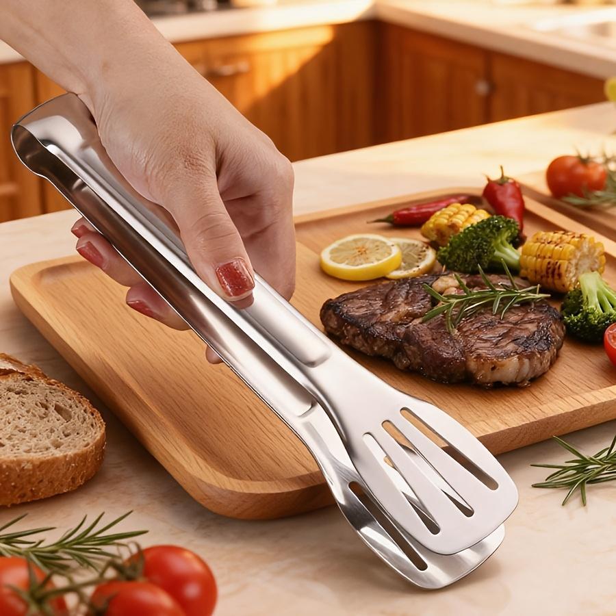 1/2pcs 7-Inch Stainless Steel Tongs | LDQ Buffet Clamps, Party and Grill Tongs, Dishwasher Safe, Suitable for Cooking Steak, Bread, Cake, Ideal for Home Kitchen and Hotel Restaurant