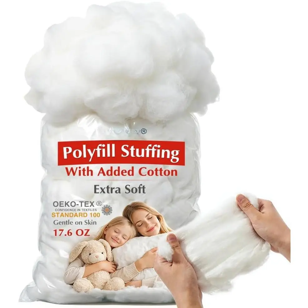 Added  Polyfill Stuffing, 1.1lb/17.6oz Extra Soft Pillow Stuffing,  Fiber Fill for Cushions, Stuffed , Crochet Toys, Crafts & Cloud Decor