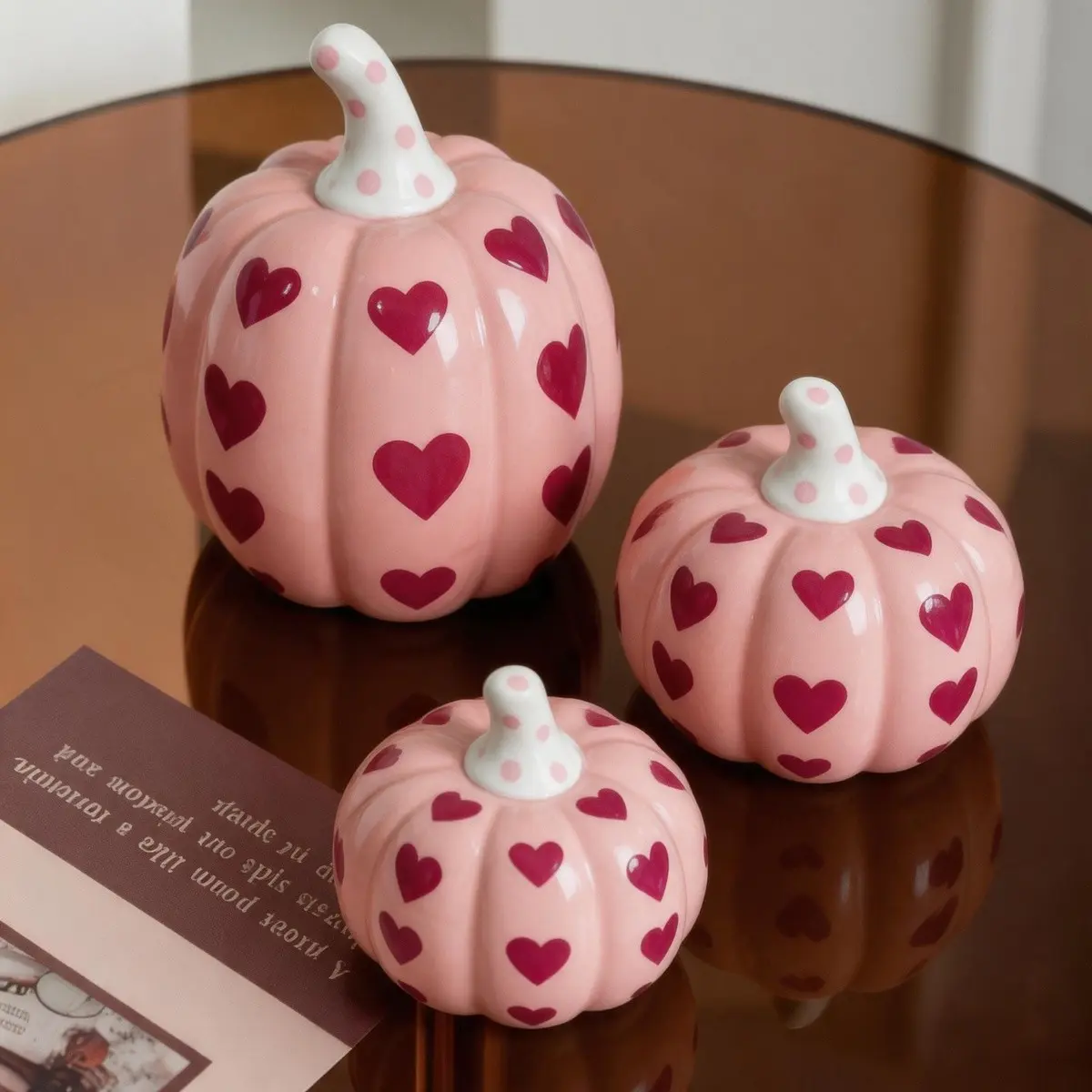 Creative Ceramic Pumpkin Design, Heart Element, Elegant Minimalist Style, Desktop Decor, Living Room, Office, Hotel, Restaurant, Festival Gift, Decorative Ornaments