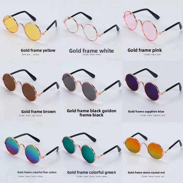 Dog Cat Pet Sunglasses Creative Trendy Sunwear Cute Accessories Mini Eyewear for Small Animals Adjustable Fit Summer Outdoor Play
