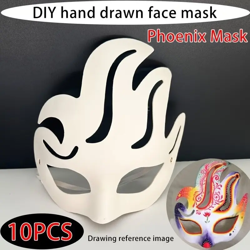 10pcs Christmas Hand-Painted Half Face Masks DIY Craft Supplies, Easter Mask Set, Creative Holiday Accessories