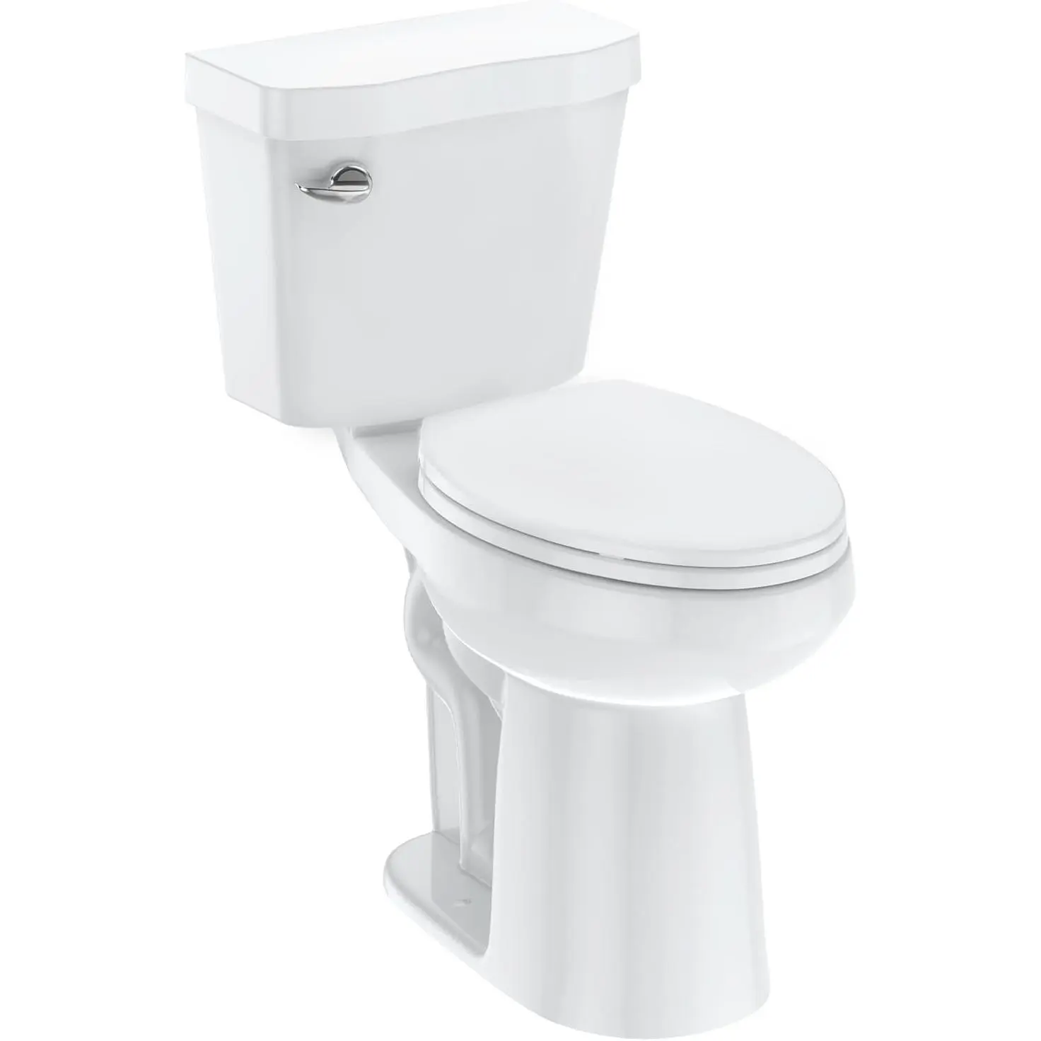 2-Piece White Ceramic Toilet, ADA-Compliant 21in Comfort Height Elongated Bowl, Side Push Button 1.28 GPF Single Flush, Easy Install & Clean for Seniors & Tall Users