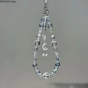 Cellphone Accessory Phone Charm, 1pc Dazzling Rhinestone Crystal Beaded Lanyard Chain, Flash Luxury CCD Camera Strap, Shiny Decorative Ornament For Smartphone, Sweet Birthday And Holiday Gift Suitable For Her Daily Matching