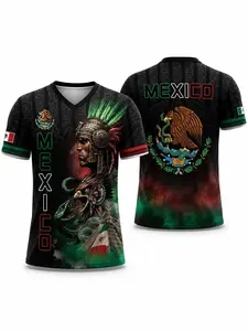 Mexico Aztec Warrior 3D All-Over Print Casual Streetwear Top T-Shirt, Mexican Flag Eagle and Snake Graphic Tee, Cinco De Mayo Patriotic Unisex Gift