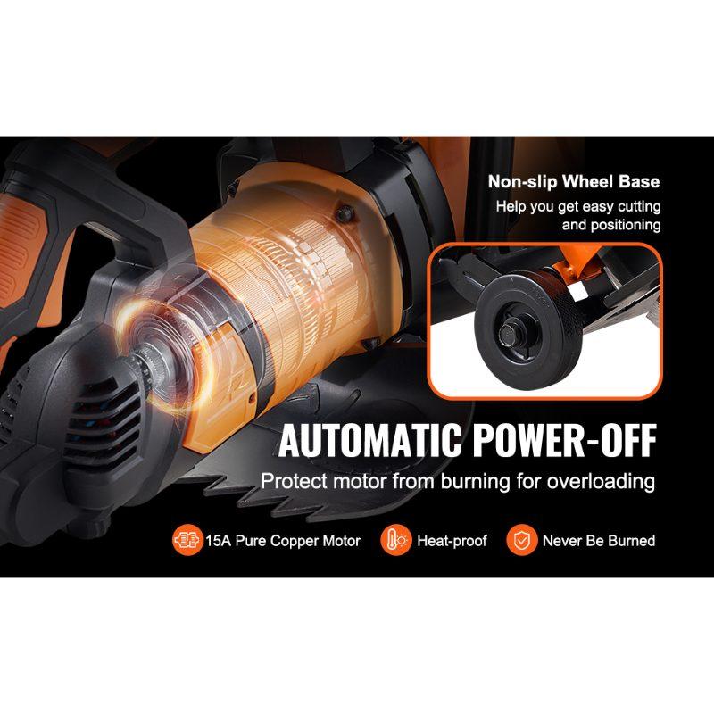 VEVOR Electric Concrete Saw, 16 in, 3200 W Motor Circular Saw Cutter with Max. 6 in Adjustable Cutting Depth, Wet Disk Saw Cutter Includes Water Line, Pump and Blade, for Stone, Brick