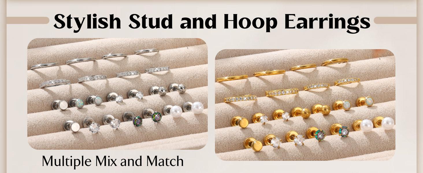 Jstyle Hypoallergenic Stud Hoop Earrings for Women Flat Back Cartilage Earrings Small Silver Hoops Surgical Stainless Steel Earring Trendy Earring Stacks Set Multiple Piercing Jewelry Gifts for Women Jstyle Hypoallergenic Stud Hoop Earrings for Women Flat Back Cartilage Earrings Small Silver Hoops Surgical Stainless Steel Earring Trendy Earring Stacks Set Multiple Piercing Jewelry Gifts for Women