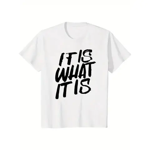 Men's Casual "IT IS WHAT IT IS" Graphic Print Fruits Short-Sleeve T-Shirt