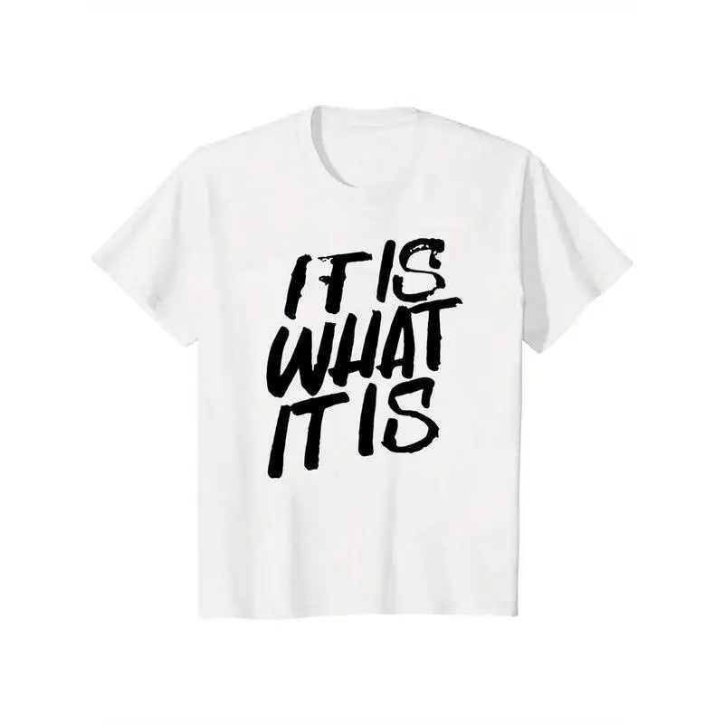 Men's Casual "IT IS WHAT IT IS" Graphic Print Fruits Short-Sleeve T-Shirt