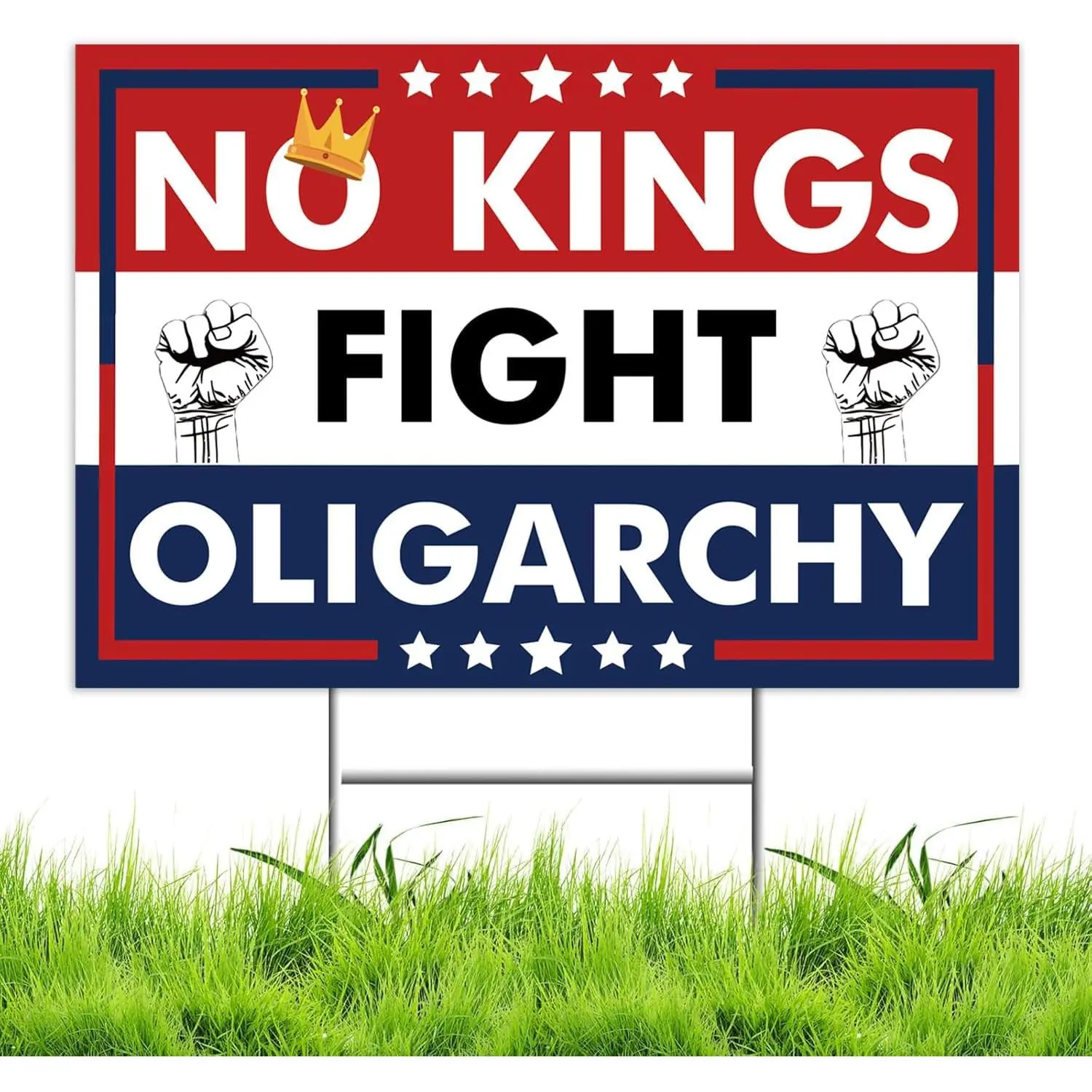 No Kings Protest Yard Signs Not My  Yard Sign Double Sided Corrugated Plastic Outdoor Lawn Garden Sign with Metal H Stake 18"x12"