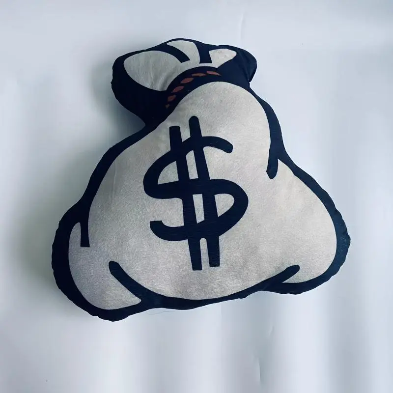 Money Bag Pillow - Dollar Symbol Cushion with Zipper Closure, Black & White Monetary Decor for Home, Office, Party - Halloween Decoration, Birthday or Housewarming Gift - Soft Plush Pillow for Adults & Teens, Home Decoration