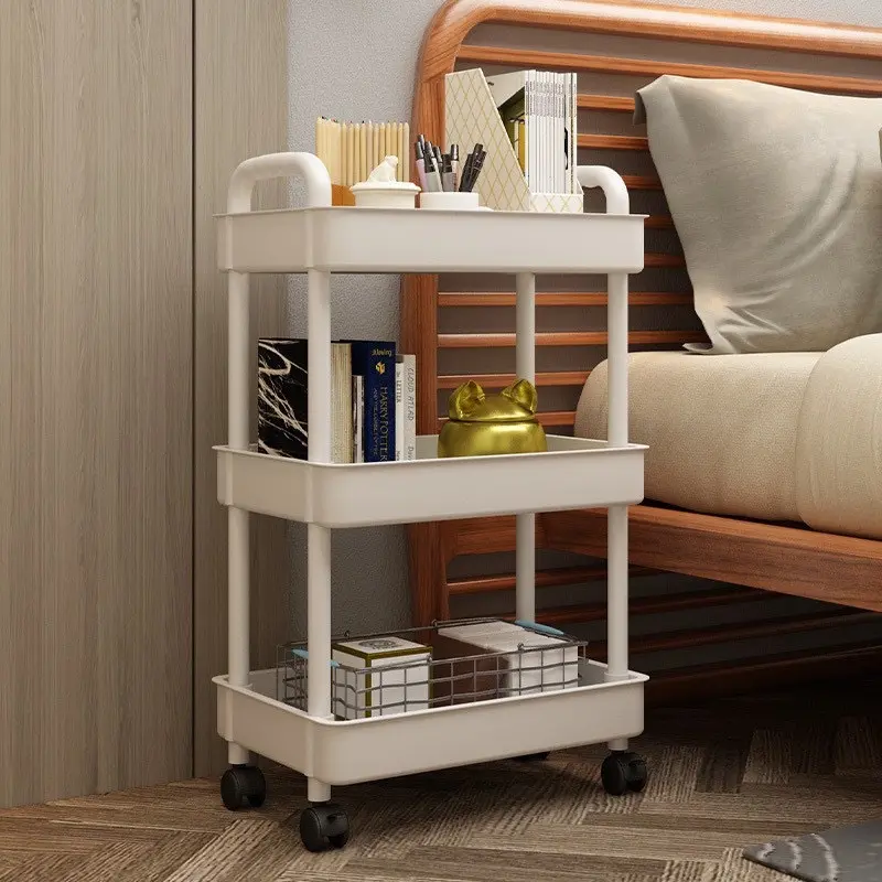 3/4-tier trolley storage rack for kitchen, bedroom, multi-layer baby snack organizer, mobile bathroom storage rack, multifunctional garage and office storage rack