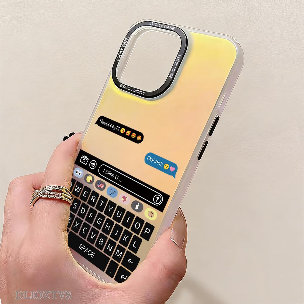 Couple on SMS Interface Pattern Color-Changing Mobile Phone Case for iPhone 17 Pro Max 17Air 16 Plus 15 14 13 12 11 Shockproof Protective Case Color Changes with Angle