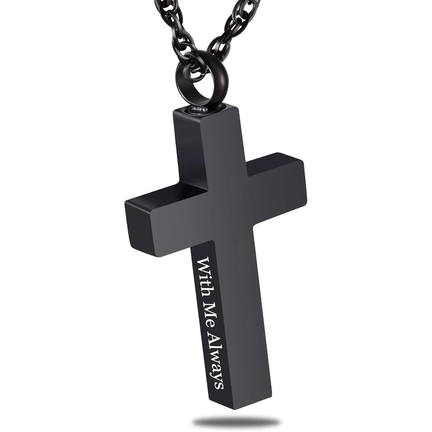Stainless Steel Cremation Cross Necklace for Ashes, Memorial Urn Locket Pendant Keepsake Jewelry - With Me AlwaysGift
