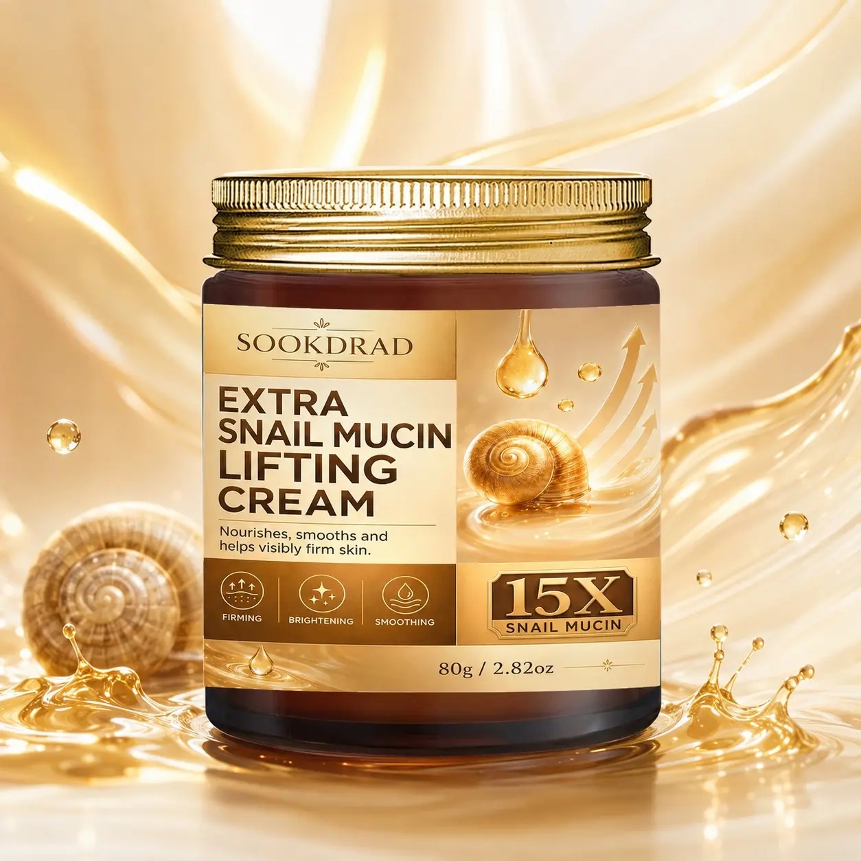Extra Snail Mucin Lifting Cream, 15X Snail Mucin, firming, brightening, smoothing, nourishing, daily skincare, all skin types, 80g/2.82oz