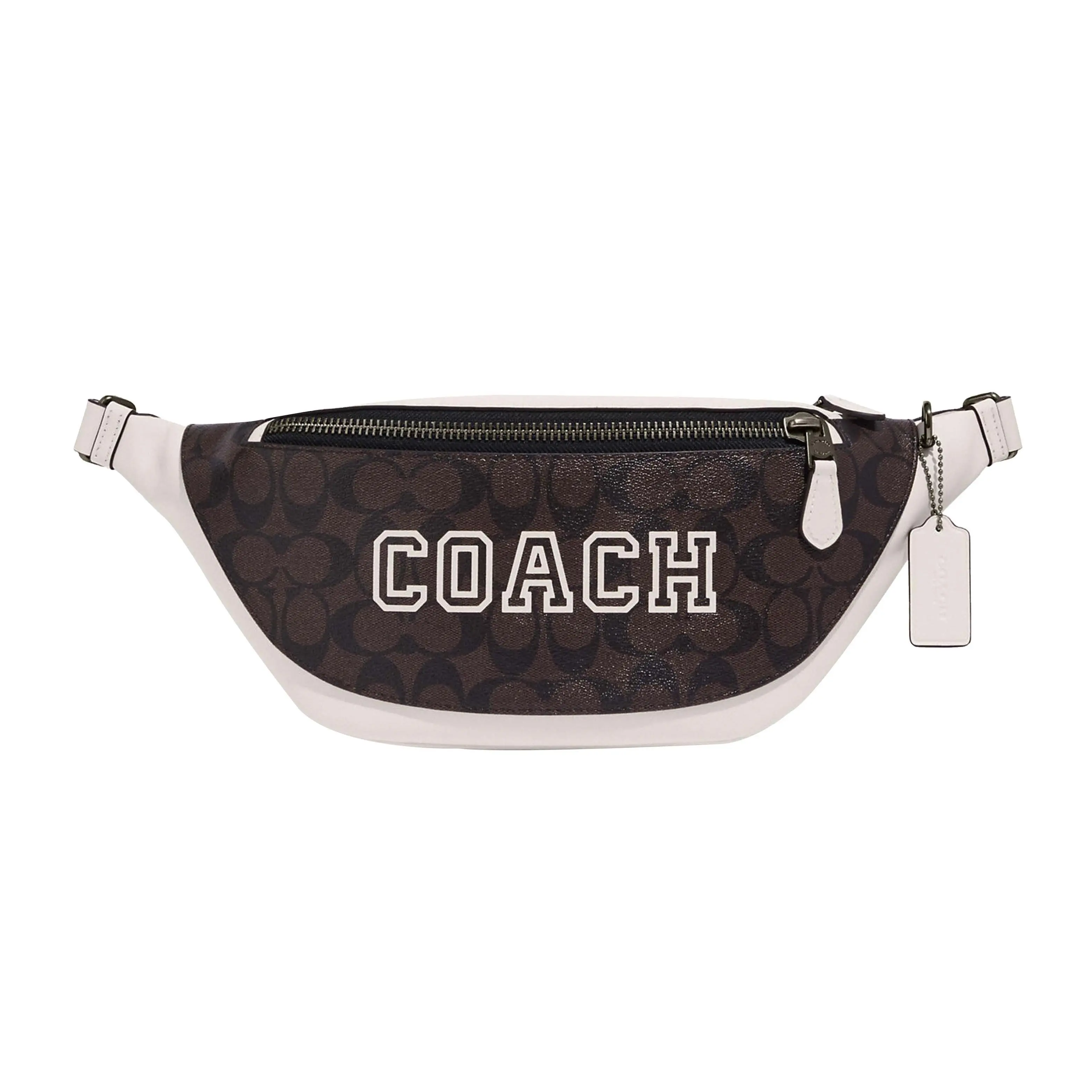 COACH Warren 33 Classic Monogram Zip-Top Crossbody and Waist Bag for Men – Mahogany and Chalk White Leather