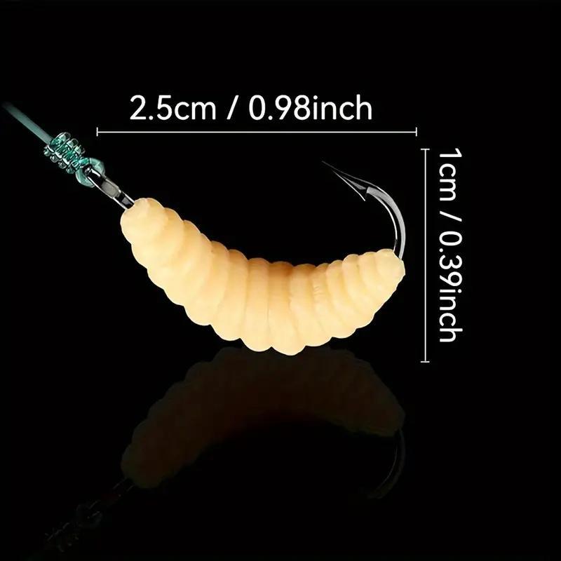12 Pack Rubber Maggots Fishing Lures Set with Hooks, Soft Artificial Fishing Worms Bait, Multi-Purpose Lifelike Lures for Bass Trout Bluegill, Effective Freshwater Fishing Tackle, Ideal Gift for Anglers & Fishing Enthusiasts