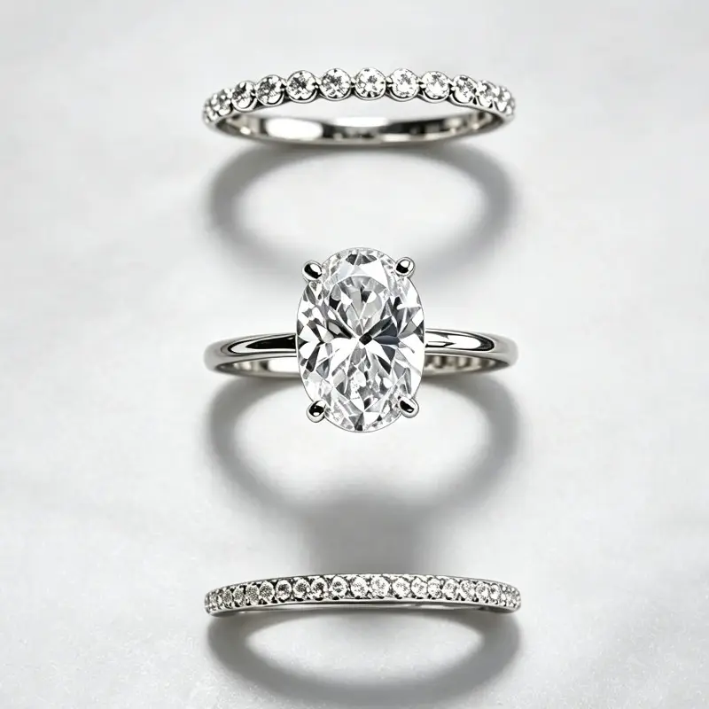 3Pcs Women Stackable Ring Set, Luxury Minimalist Cubic Zirconia Bands, Light‑Luxury Versatile Super Shiny Delicate Design for Dating Wedding Holiday Gift