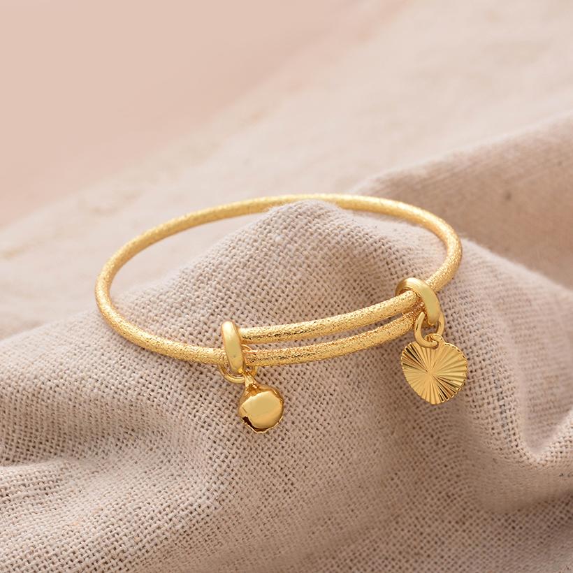 Gold Color Bangle for Girls/Baby/Kids Charm Gypsophila Bracelet Small Bell  Heart Jewelry Child Christmas Gifts