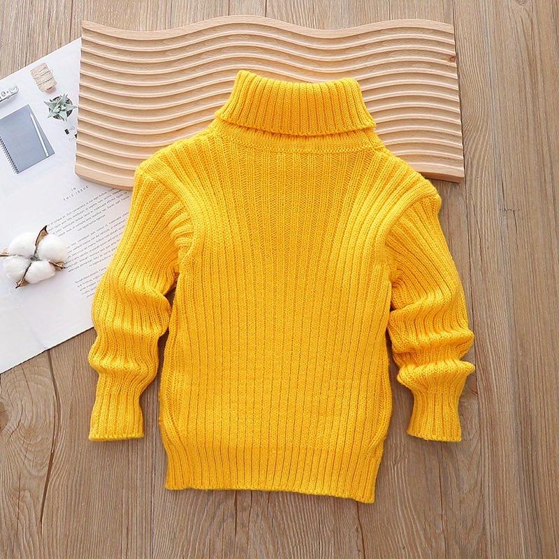 1pc Kids Cartoon Bear Turtleneck Sweater - 100% Acrylic Knit Fabric, Casual High Neck, Skinny Fit, Long Sleeve, Regular Length - Boys and Girls Fall/Winter Pullover Sweater