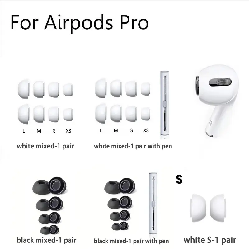 Replacement Silicone Earplugs for AirPods Pro 1st/2nd Generation, Soft Headphone Eartips, Comfortable Gel Ear Plugs, Audio Accessories