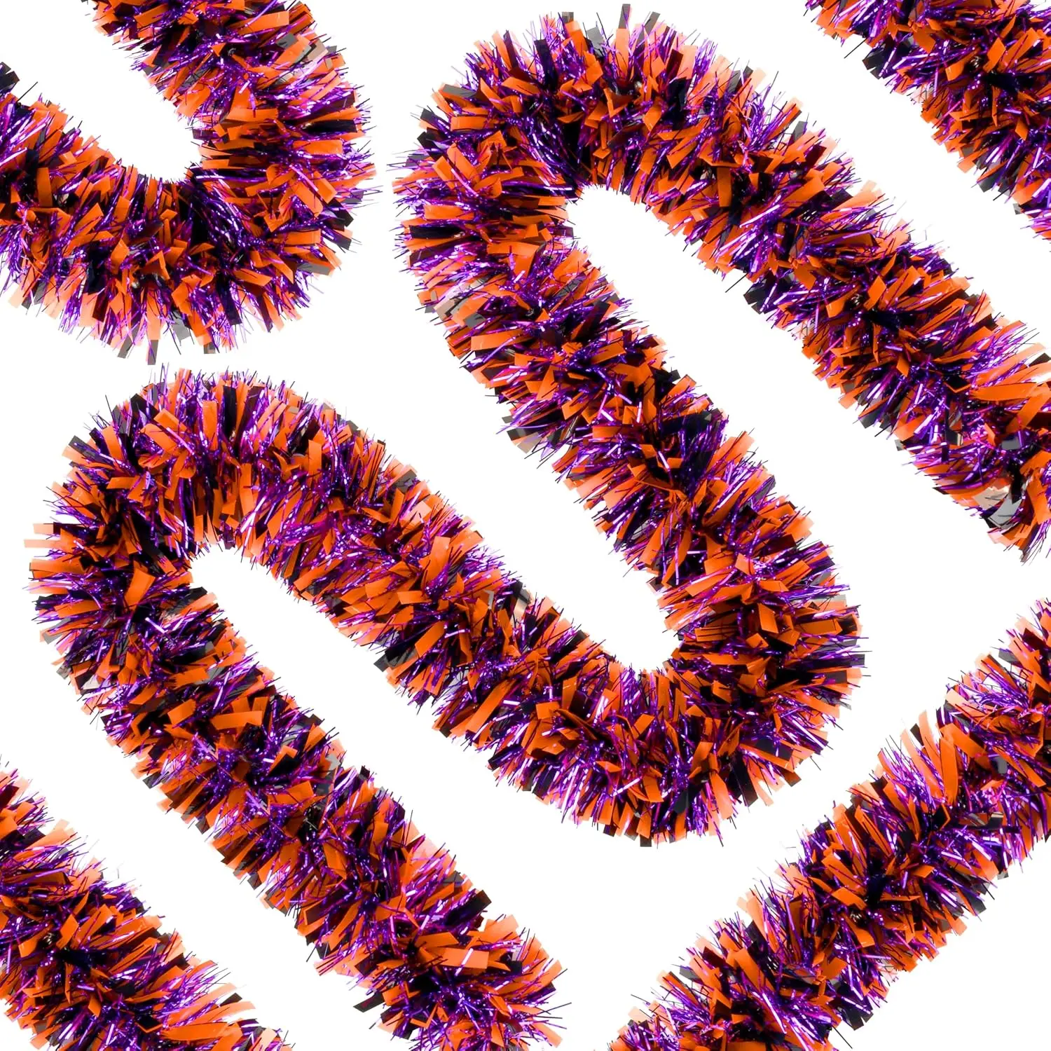 66 Ft Halloween Tinsel Garland, Orange  Black Glitter Tinsel Garlands Metallic Twist  Streamers Decoration for Halloween Party  Indoor Outdoor Decor