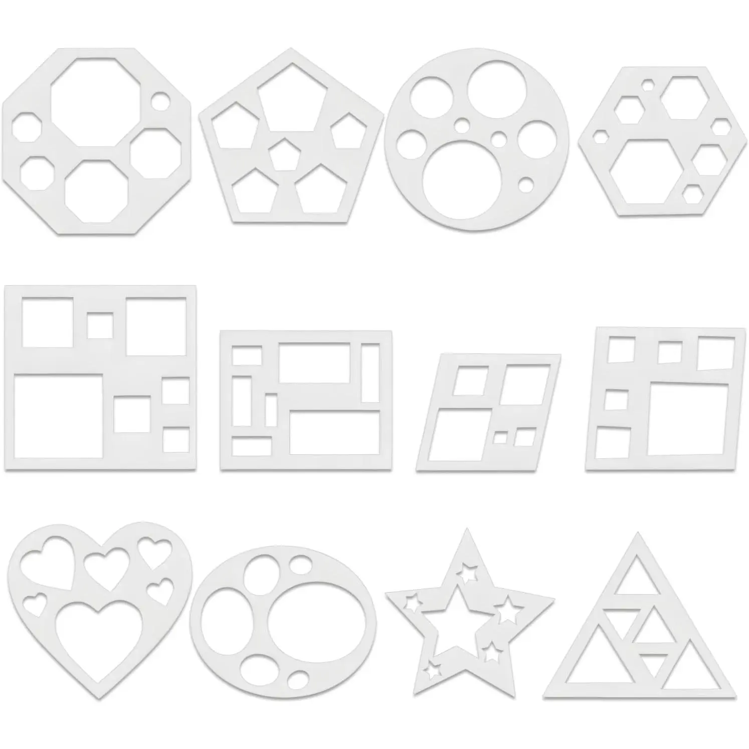 12 count Drawing Stencil, Geometric Stencils Art Painting Template | Circle Square Heart  Template Set Simple Drawing Stencils for Classroom Painting DIY Craft