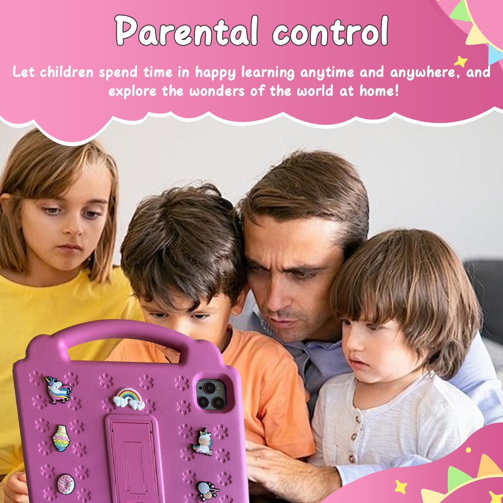 Parents Control Design Learning Tablet, Learning Entertainment Tablet, Multifunctional Educational Tablet with Educational App, Dual Camera, Shockproof Case, Birthday Gifts