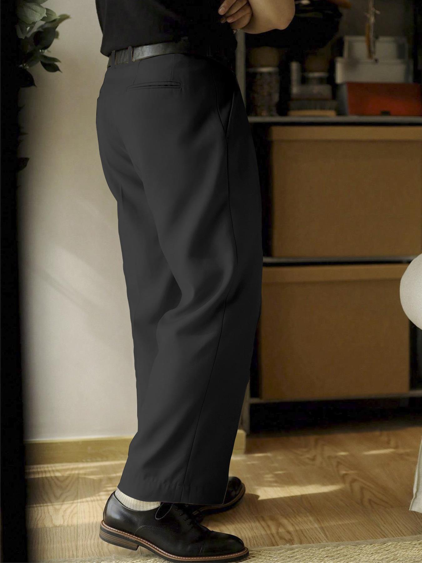 Men's Solid Color Pants without Belt, Loose Casual Comfy Straight Leg Trousers for Work Office Business, Men's Bottoms for All Seasons, Business Attire Clothes
