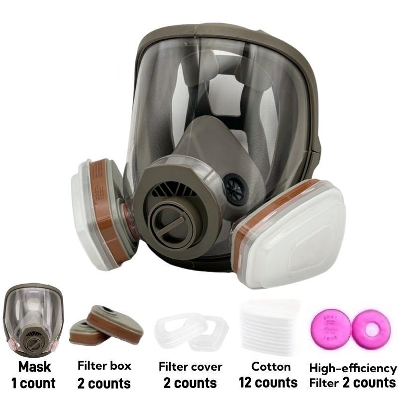 Reusable Full Face Mask with Filter & Accessories, 19 in 1 Full Face Mask, Safety Mask for Painting, Woodworking, Construction, Grinding, Chemical