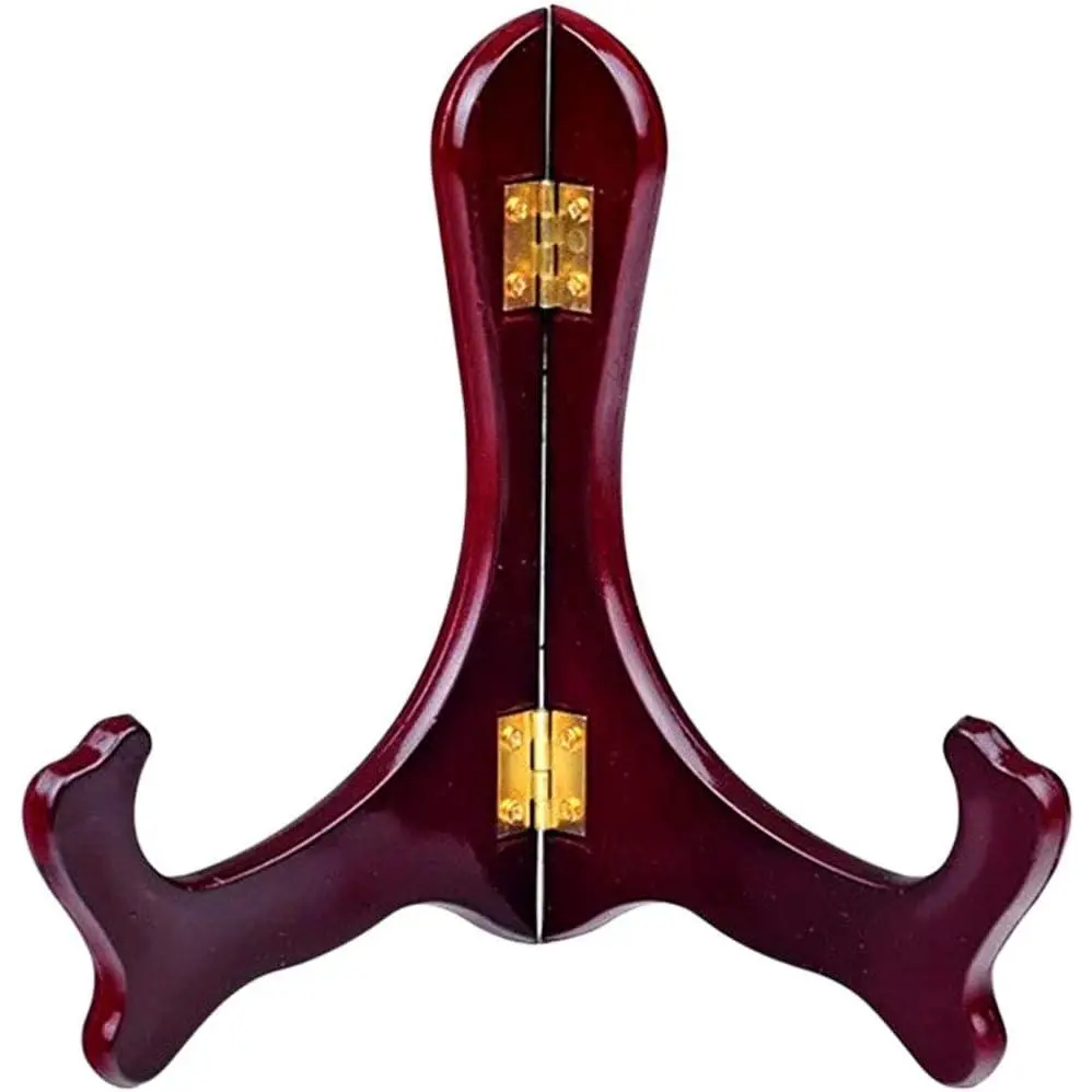 Wooden Easel Mahogany Finish Display Stand Plate Holder Picture Frame Folding Display Stand (6 inches)