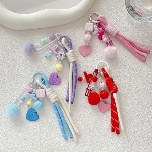 4pcs Ball Bag Charm, Hand-Woven Heart Keychain, Cute and Versatile Bag Accessory, CCD Camera Pendant, Gift for Friends Ccd Camera Pendant, Perfect Gift for Friends, Unique Handcrafted Accessory