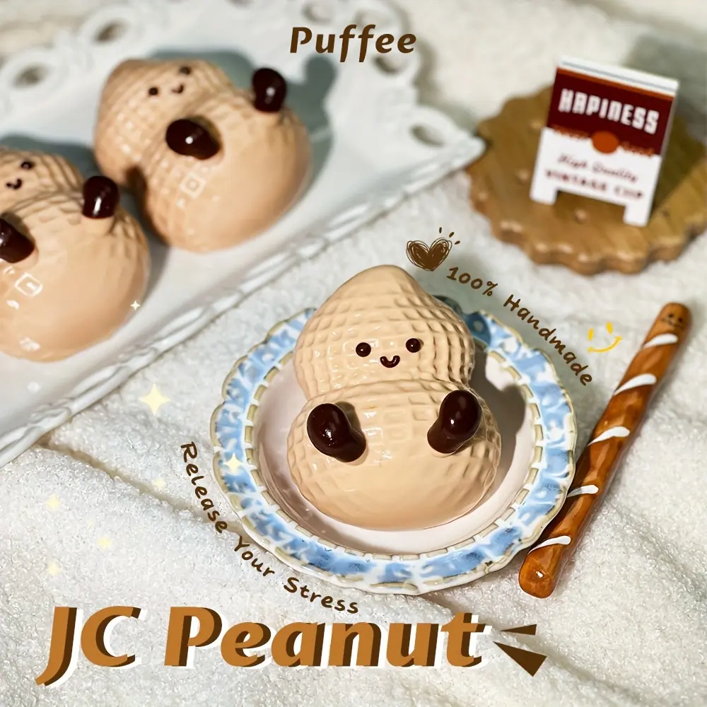Peanut Food-grade Silicone Squishy Toy, Handmade Taba Squishy, Creamy Soft Adhesive Slow Rebound Squeeze Toy, Happy Pinching