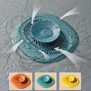 3pcs Drain Set - Bathroom Additions, with Hair Trap, Tub Stopper, Sink Filter And Filter - Drain, Faucet, Shower, Home And Garden Additions, (Random Color, Green, Yellow, Dark Blue, Orange)