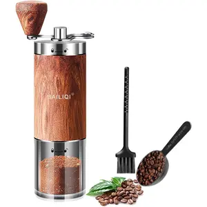 Manual Coffee Grinder Stainless Steel Body Coffee Bean Grinder Adjustable Ceramic Conical Mill Foldable Handle Portable Coffee Grinders