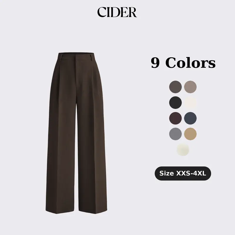 Cider Mid Rise Pleated Wide Leg Trousers
