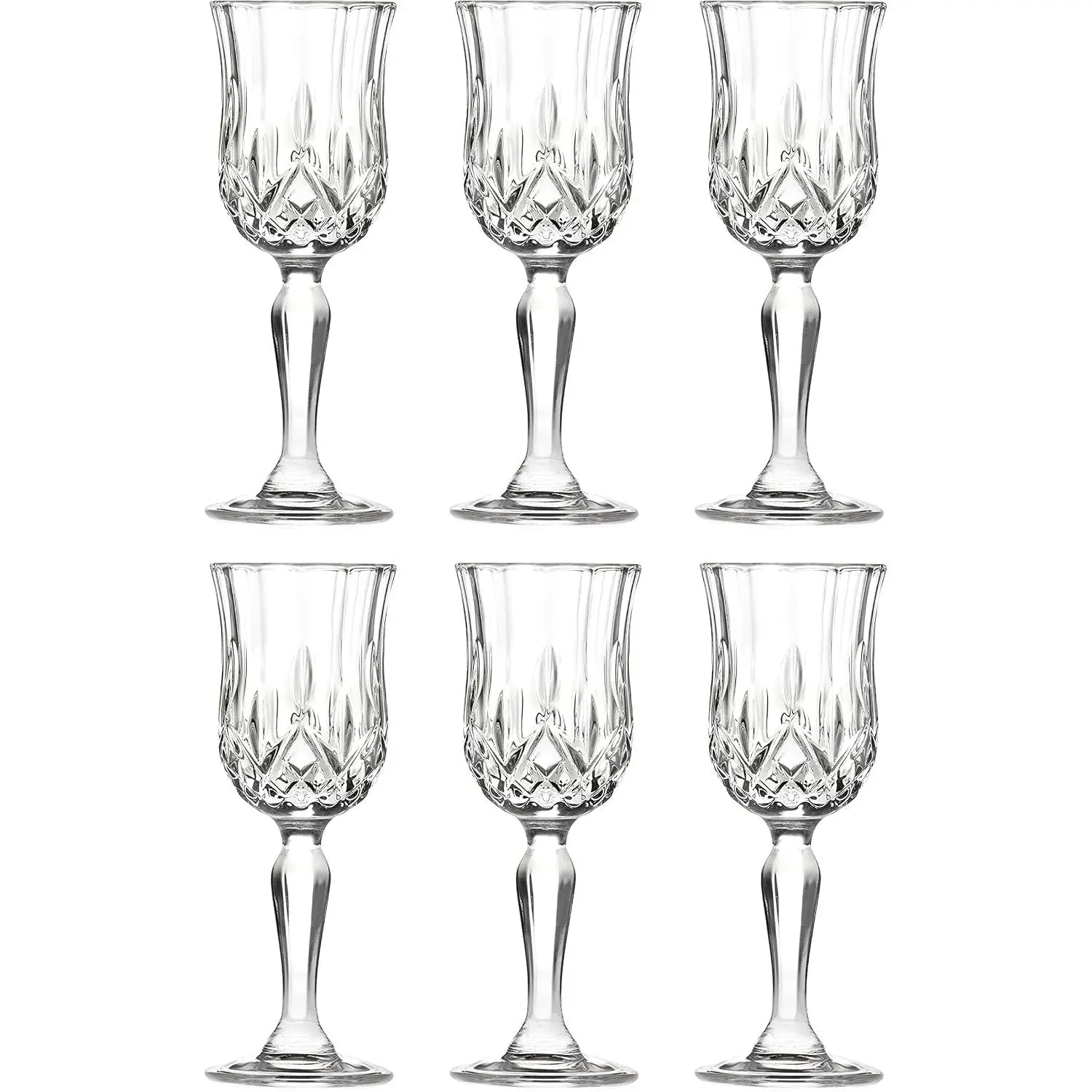 Liquor Glass - Stemmed Glasses - Set of 6 - Glass - Crystal Glass - Designed - Use it for - Sherry - Shot - Vodka - Liquor - Cordial - Each Glass is 2 oz Made in Europe