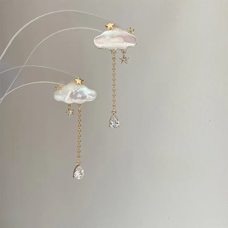 Cute Cloud Starry Night Raindrop Earrings for Women, New Arrival Charming Fresh Trendy Ear Jewelry, Available in Stud & Clip-On Versions, Delicate Accessory for Daily Dating Casual Outfits