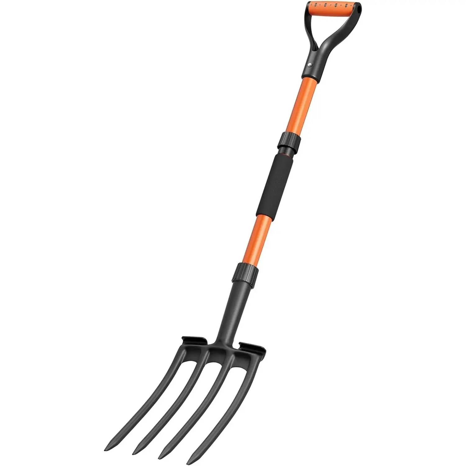 Pitch Fork for Garden Digging, 4-Tine Garden Fork with Foot Step, Y-Handle, Ergonomic Foam Grip, Lightweight Durable Pitchfork for Soil Loosening, Weeding, Potato Harvest & Yard Work-41 Inches