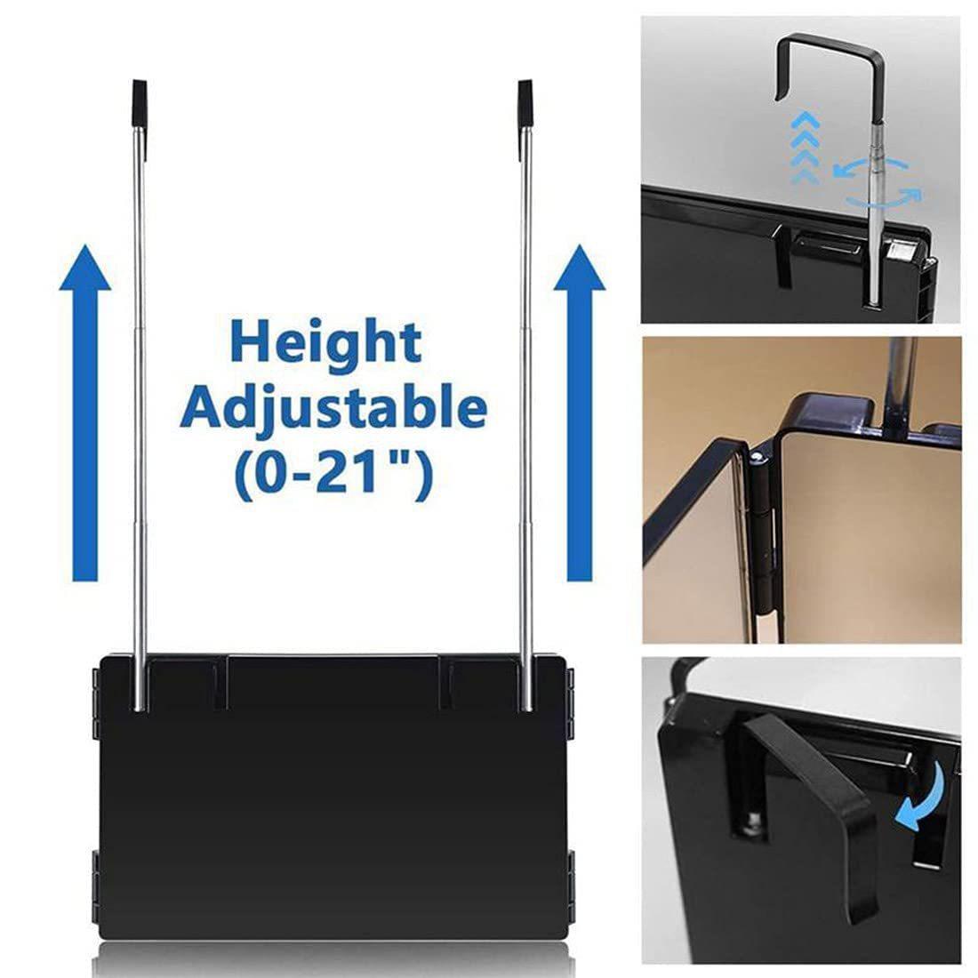 Three-Fold Makeup Mirror with Extendable Hook, Hanging Foldable High-Definition Cosmetic Mirror, Wall-Mounted Bathroom Accessory