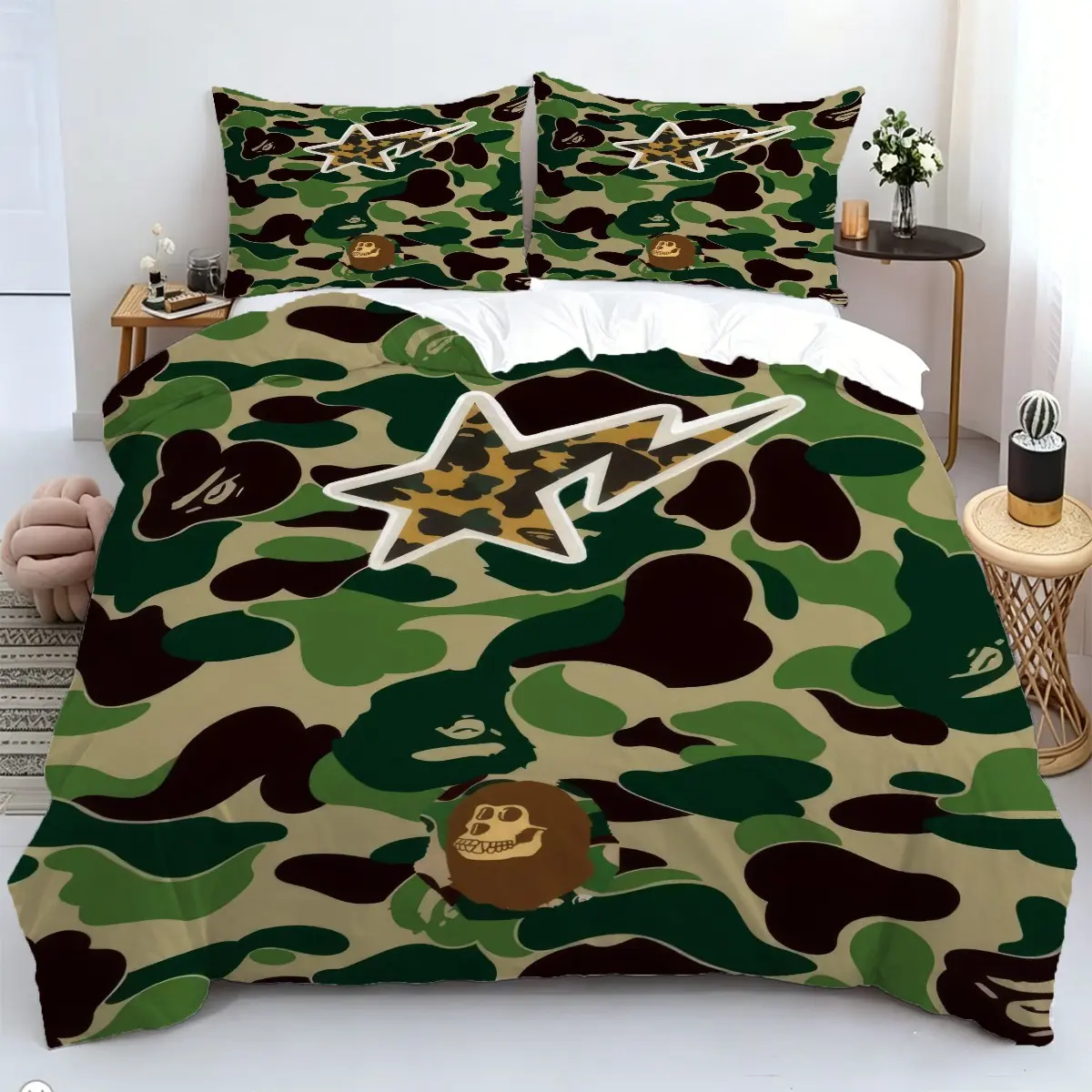 2/3 Piece Camouflage Printed Duvet Set, Fashionable And Trendy Bedding Set, Soft And Comfortable, 1 Duvet Cover And 1/2 Coreless Pillowcase, Zipper Closure, Comfortable Home Bedroom Decoration, Suitable For All Seasons
