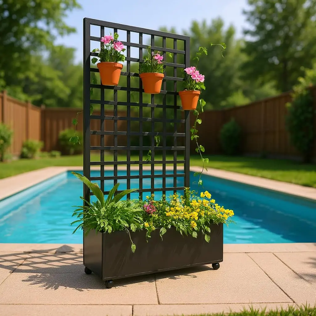 Garvee Galvanized Metal Raised Garden Bed Planter Box with Trellis and Wheels – Outdoor Lattice Privacy Planter for Climbing Plants, Vegetables, Vines – Drainage Holes, Square Design – Size: Large