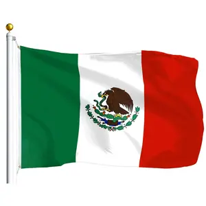 Mexico Mexican Flag 100D Printed Polyester 3x5 Ft Bandera de México Single-Sided, Not Embroidered