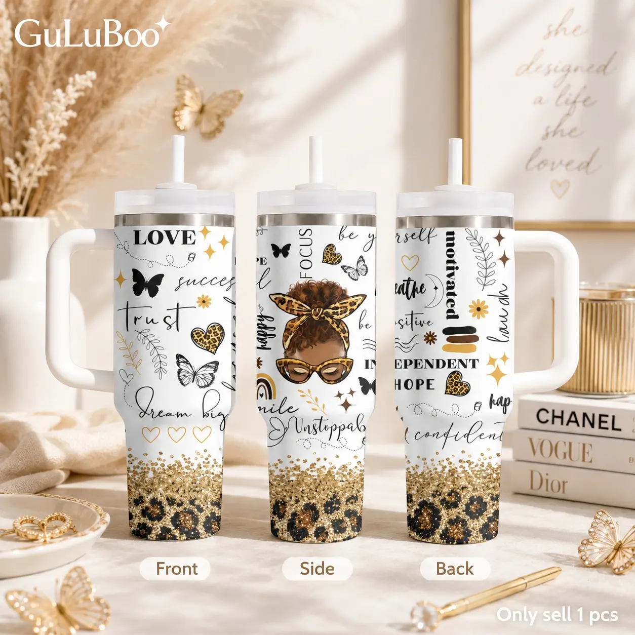Self-Love & Positive Affirmations Vacuum Flasks 40oz Stainless Steel Tumbler with Handle & Straw, Leakproof Insulated Tumbler – Vacuum Insulated Travel Mug, Keeps Drinks Cold Up to 24H, Leak-Resistant Cup for Iced Coffee, Water, Gym, Office & Travel