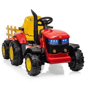 Garvee 12V Kids Electric Ride-On Tractor with Remote Control - Dual 35W Motors - wireless Music/USB - 3-Speed Gear Shift - Safety Belt - 7 LED Lights - Battery Powered Vehicle Toy for Boys & Girls - Green/Red/Blue